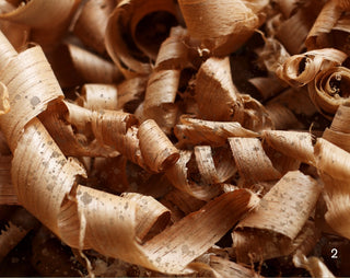 Close-up of wood shavings with a sepia tone
